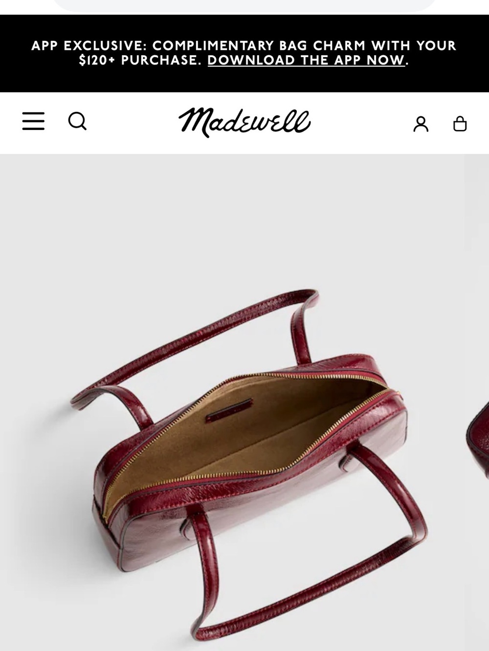 Madewell Burgundy Patent Leather Shoulder Bag - Picture 6 of 7
